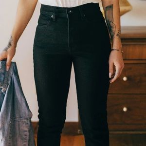 Imogene + Willie Elizabeth Blue Black Slim Straight Raw Hem Jeans